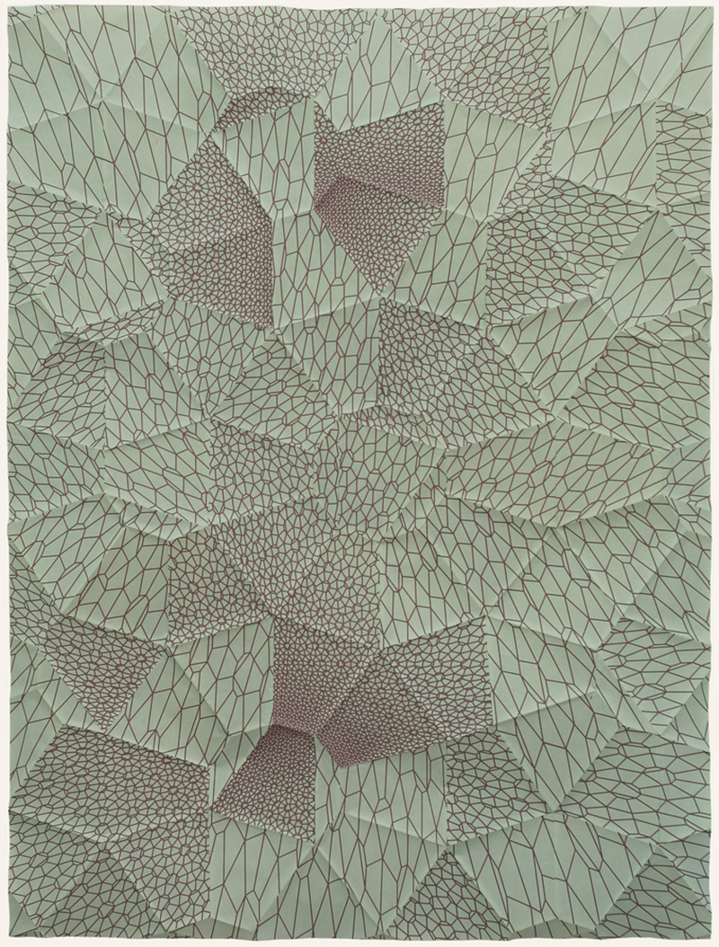 Sasha Pierce 2015, silkscreen on handmade Kurotani paper, archival cotton paper and archival mending tape, 30.25 x 22.75 inches