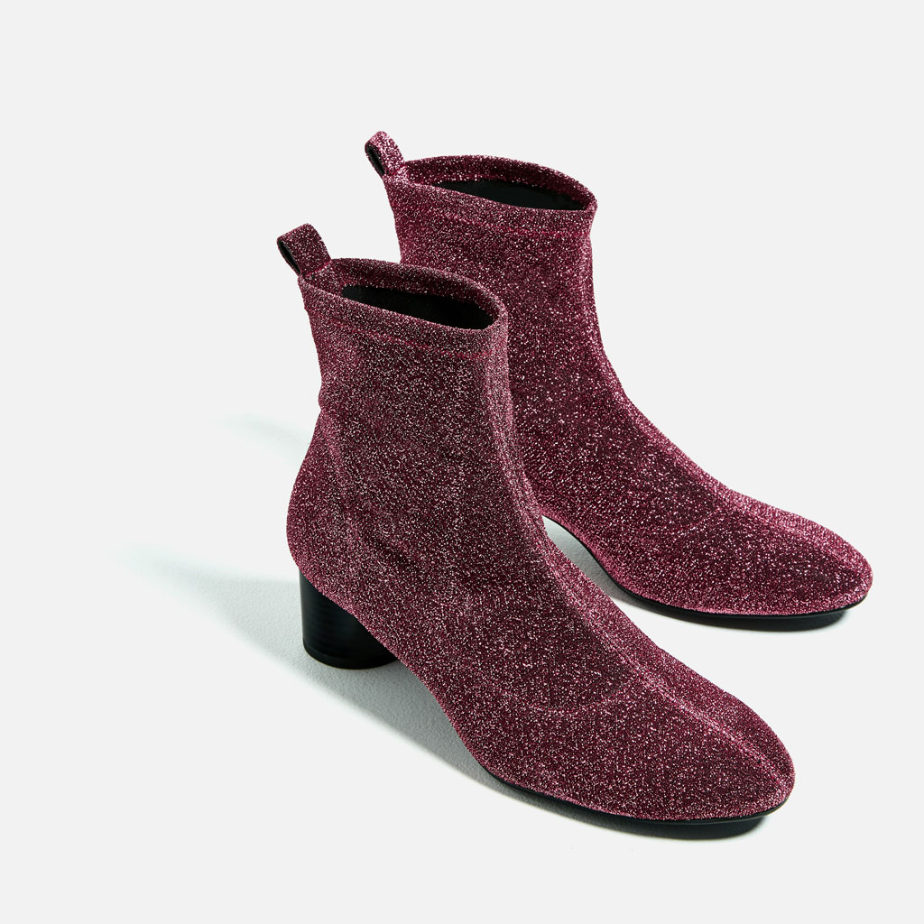 Shiny Sock Ankle Boot: ZARA, $59, zara.com