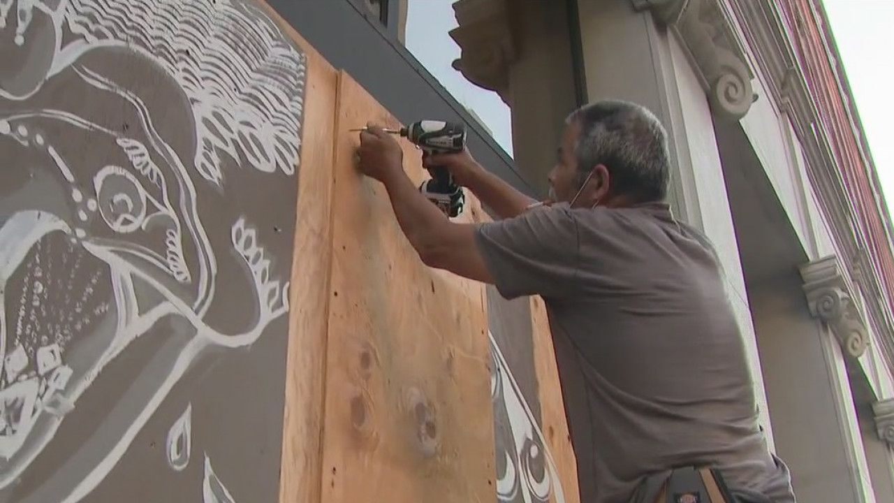 Dozens of DTLA businesses board up ahead of possible election unrest