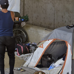 homeless encampment in Arcadia