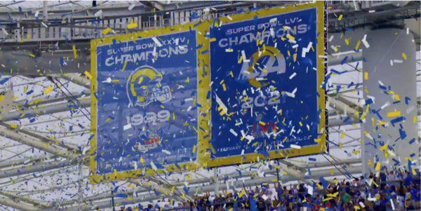 LA Rams unveil Super Bowl LVI banner at SoFi Stadium