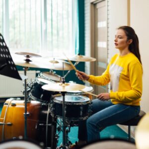 drummer, drum set, teen, girl, music education