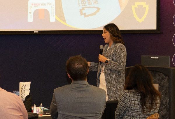 Miranda Canseco-Ochoa, San Bernardino County Department of Behavioral Health spokeswoman, gives a presentation on the local fentanyl crisis Jan. 21 in Rancho Cucamonga.