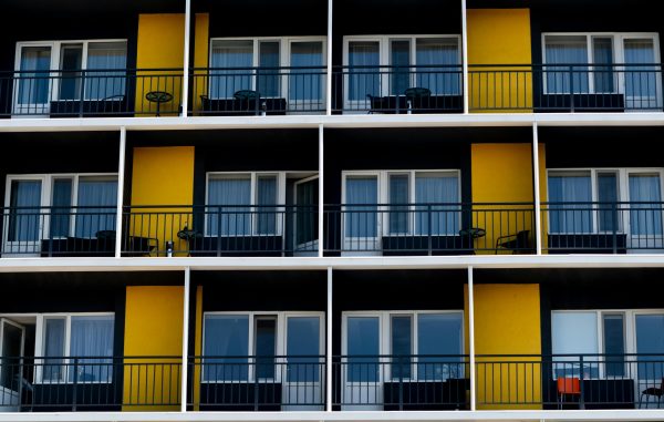 Apartments with balconies.