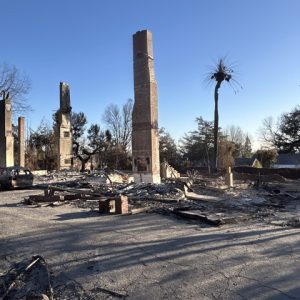 The Andrew McNally House in Altadena lays in ruins following the Eaton Fire.