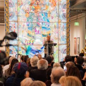 Cheech Marin speaks at event at the Chicano art center in Riverside that bears his name.