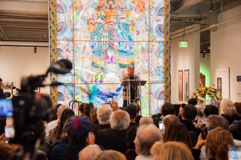 Cheech Marin speaks at event at the Chicano art center in Riverside that bears his name.