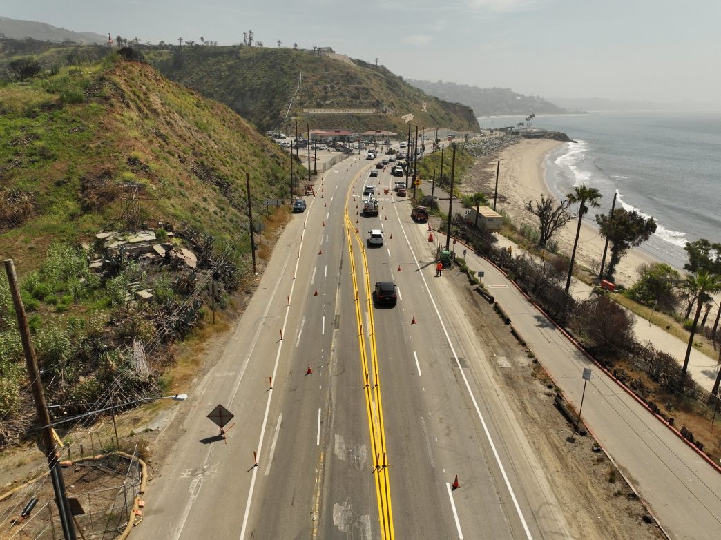 Vehicles move along Pacific Coast Highway in Malibu after the freeway’s full reopening Friday morning. | Photo courtesy of Caltrans/X