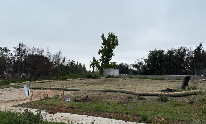 A private property lot in Altadena cleared of Eaton Fire debris by the U.S. Army Corp of Engineers.