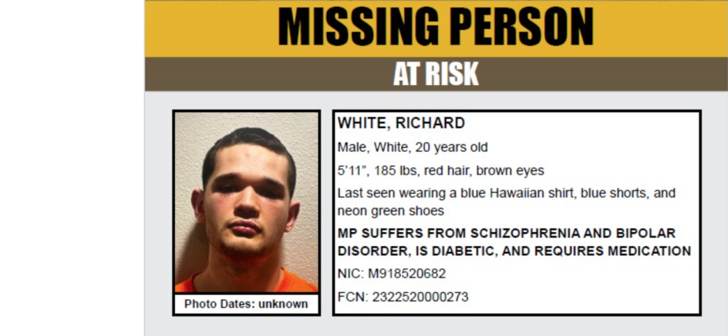 Richard White was last seen about 6 p.m Saturday in the 500 block of Third Avenue in the Bassett area of the San Gabriel Valley.