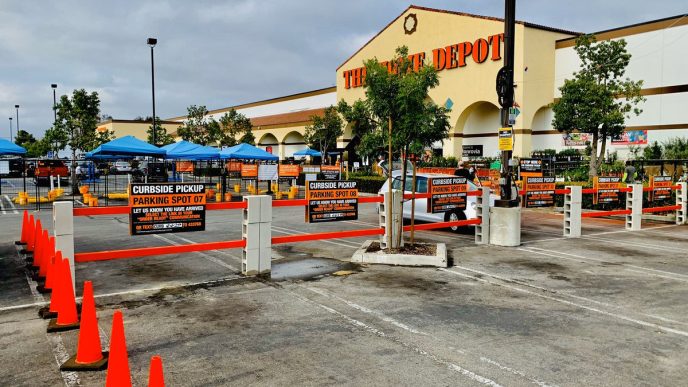 The parking lot of The Home Depot store in Monrovia.