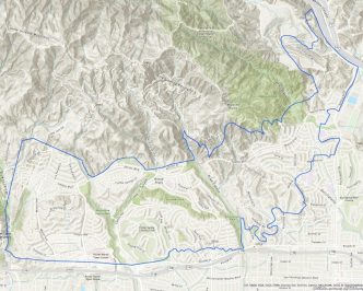 This map shows the area with no water service in Porter Ranch and Granda Hills.