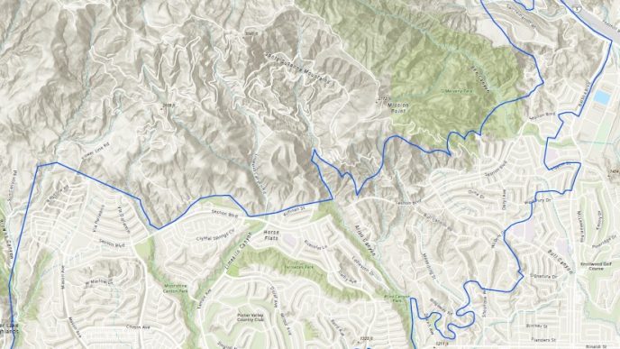 This map shows the area with no water service in Porter Ranch and Granda Hills.