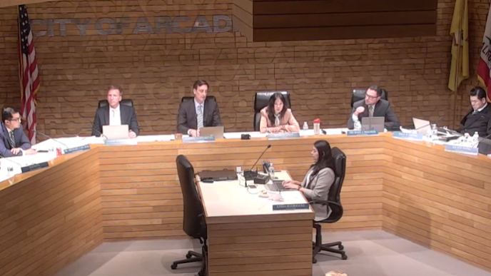 The Arcadia City Council meets before enacting reprimands against Mayor Sharon Kwan.