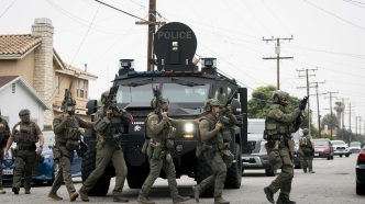 U.S. Immigration and Customs Enforcement agents operate June 12, 2025, in Los Angeles.