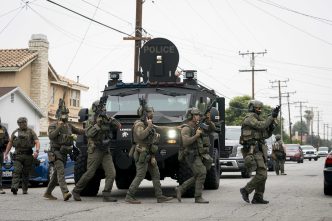 U.S. Immigration and Customs Enforcement agents operate June 12, 2025, in Los Angeles.