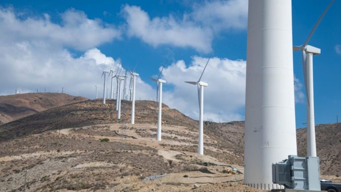 Wind turbines generate electricity.