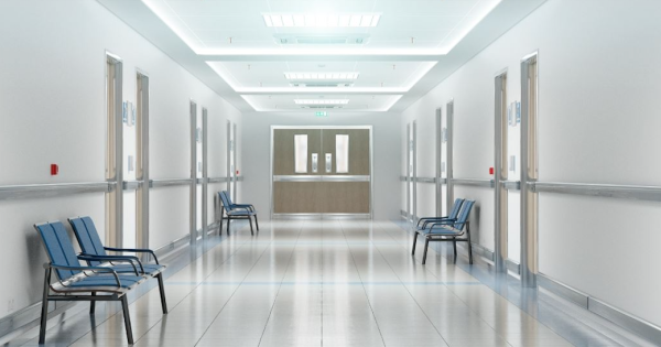 Empty hospital corridor.