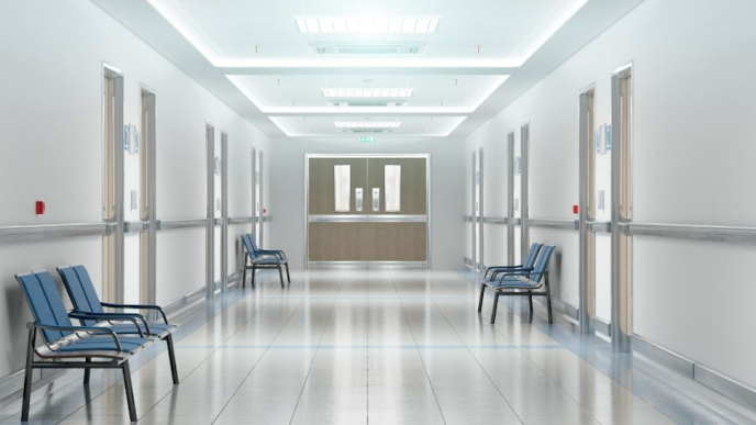 Empty hospital corridor.