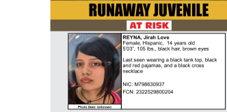 Jirah Love Reyna, 14, was last seen Saturday in the 500 block of Woodward Avenue in Pasadena.