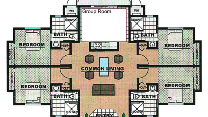 This floor plan shows one of the planned buildings at the county's proposed Comprehensive Treatment Campus.