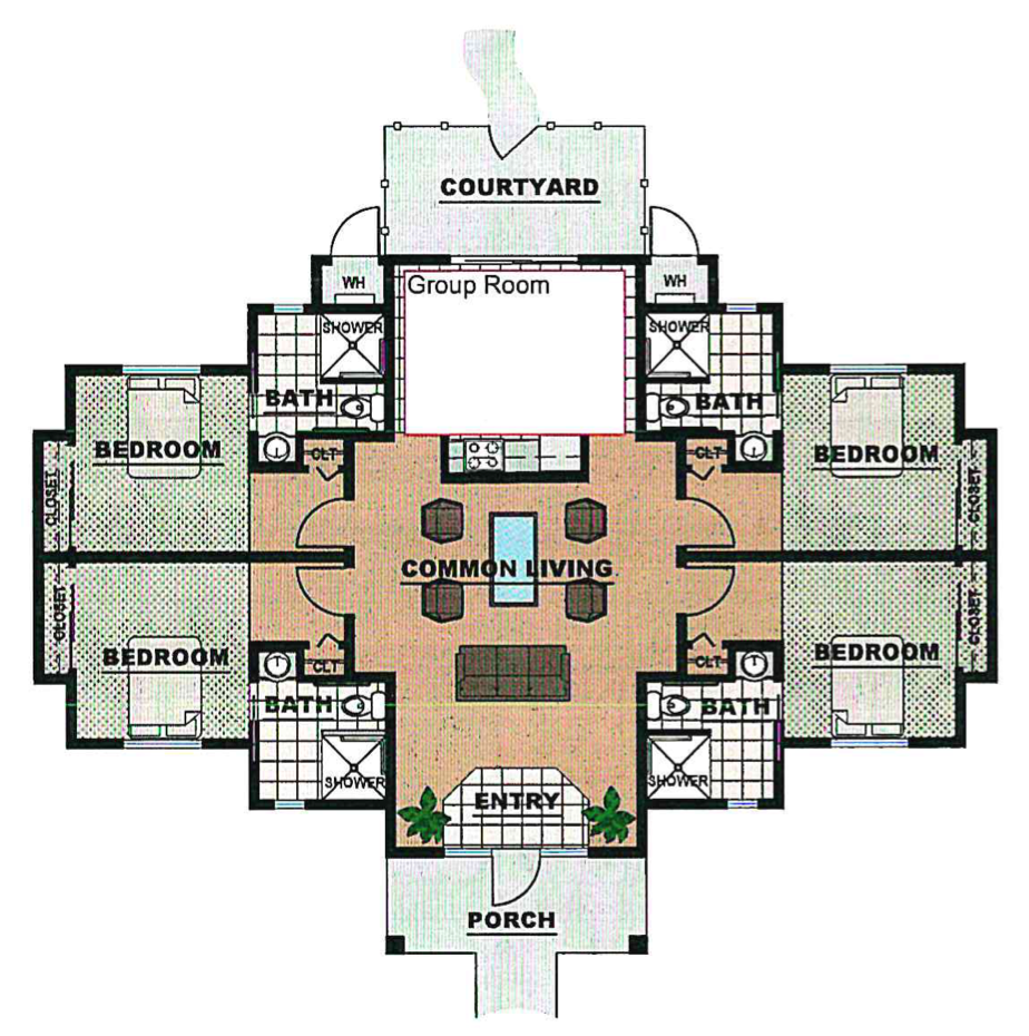 This floor plan shows one of the planned buildings at the county's proposed Comprehensive Treatment Campus.
