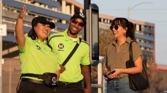 Transit ambassadors are visible on buses and trains across the LA area.