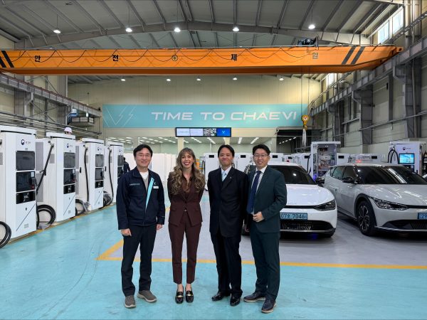 Miranda Evans, Riverside deputy director of community and economic development, and officials from Chaevi.