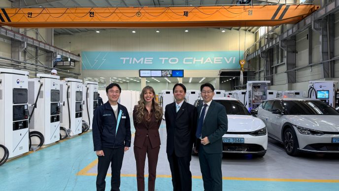 Miranda Evans, Riverside deputy director of community and economic development, and officials from Chaevi.