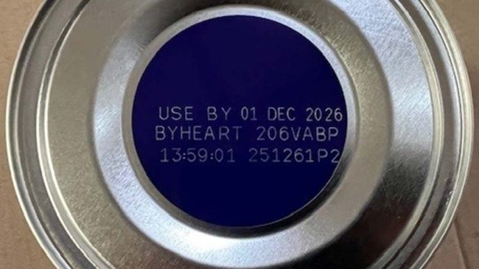 The identifying information on this can of ByHeart Whole Nutrition Infant Formula indicates the product is subject to a recall over possible botulism contamination.