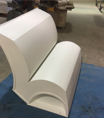 This unfinished library bench is waiting for a local artist's creation.