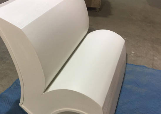 This unfinished library bench is waiting for a local artist's creation.