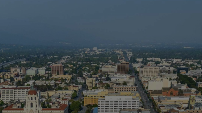 A view of Pasadena from the air.
