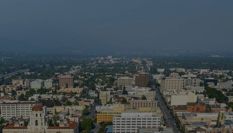A view of Pasadena from the air.