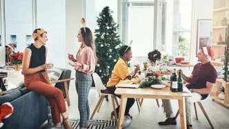 Christmas party, holiday gathering.