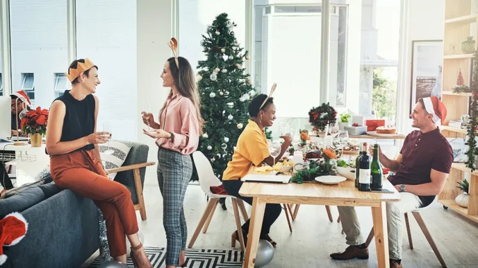 Christmas party, holiday gathering.