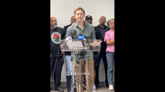 Andrew Wessels from the Eaton Fire Survivors Network speaks during the organization's press conference Tuesday, Dec. 16, 2025.