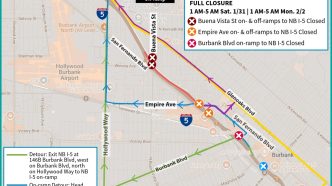 Extended closure for repairs on the 5 Freeway in Burbank.
