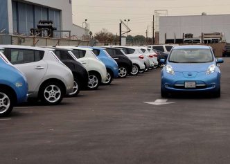 A fleet of ZEVs at the Air Force facility in El Segundo.