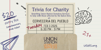 Trivia for Charity event to benefit Union Station Homeless Services at Cervecería del Pueblo in Pasadena.