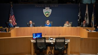 Members of the Board of Supervisors meet Tuesday, March 10 at the County Government Center in San Bernardino.