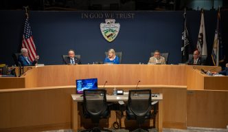 Members of the Board of Supervisors meet Tuesday, March 10 at the County Government Center in San Bernardino.