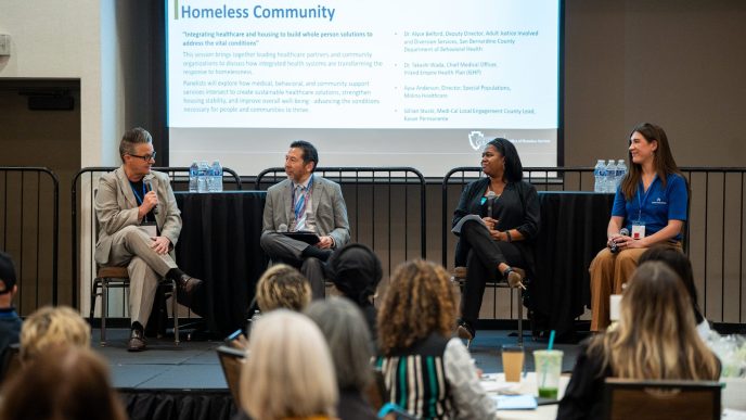 Panelists discuss efforts to address homelessness in San Bernardino County at the annual Homeless Summit in March at the DoubleTree Hotel in San Bernardino.