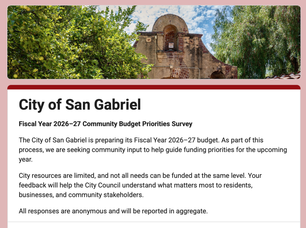 San Gabriel budget survey.