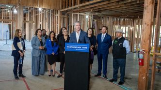 Gov. Gavin Newsom and officials announce nearly $300 million to better implement the CARE Act to address homelessness and mental illness.