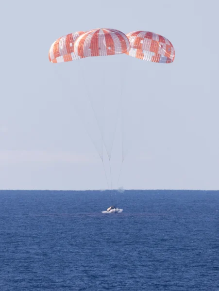 NASA’s Orion spacecraft with the Artemis II crew splashes down Friday evening off the coast of Southern California after a 10-day, record-distance trip around the moon and back to Earth.