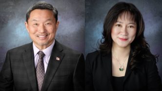 Arcadia City Council members David Fu and Sharon Kwan.