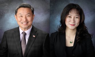 Arcadia City Council members David Fu and Sharon Kwan.