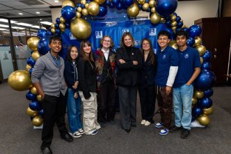 Mayor Patricia Lock Dawson, fourth from right, celebrates the city's Most Remarkable Teens with event participants last year.