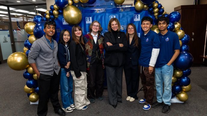Mayor Patricia Lock Dawson, fourth from right, celebrates the city's Most Remarkable Teens with event participants last year.